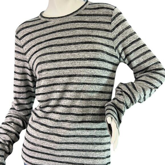 Rag & Bone Striped Slim Long-Sleeve Crewneck Top Directional Stripes Size L - Picture 3 of 9